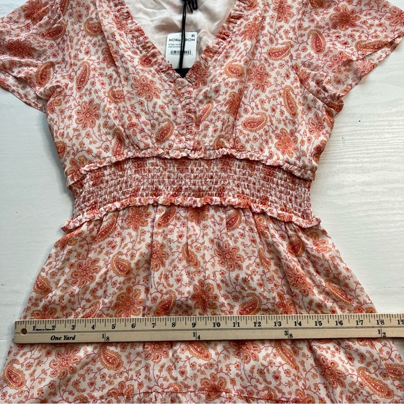 PAIGE Giannina Dress Womens Small Orange Paisley Silk Chiffon Short Sleeve - Picture 8 of 16